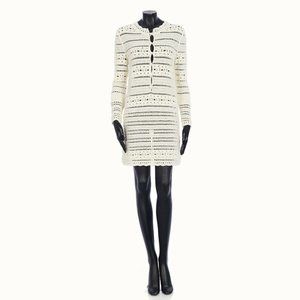 SAINT LAURENT PARIS 1590$ Jane Mini Dress in Natural White Crochet Cotton